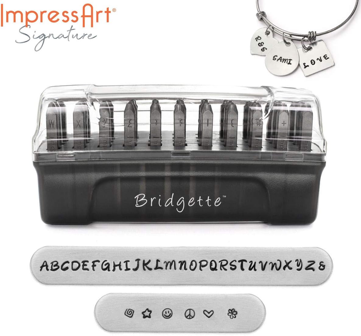 ImpressArt - Signature Bridgette Metal Letter Stamps, Uppercase (3mm), Rated for Soft & Hard Metals, Professional Quality Stamps for Hand Stamping and Jewelry Making…