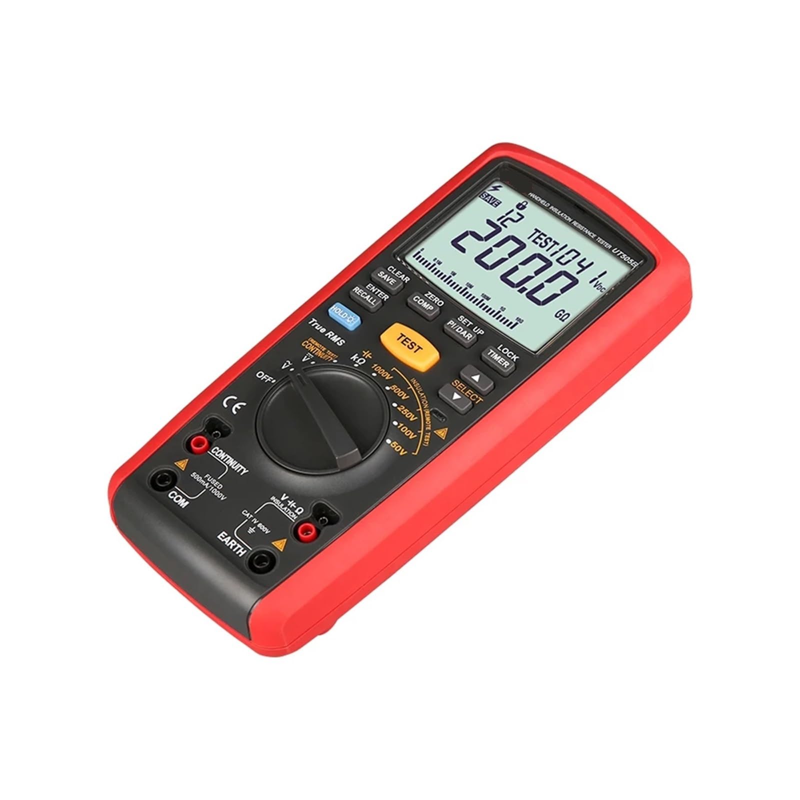 Probador de Resistencia, Comprobadores de resistencia de aislamiento portátiles 1000 V 20 GΩ UT505A UT505B Miliómetro digital Ohmímetro Rango automático(UT505B)