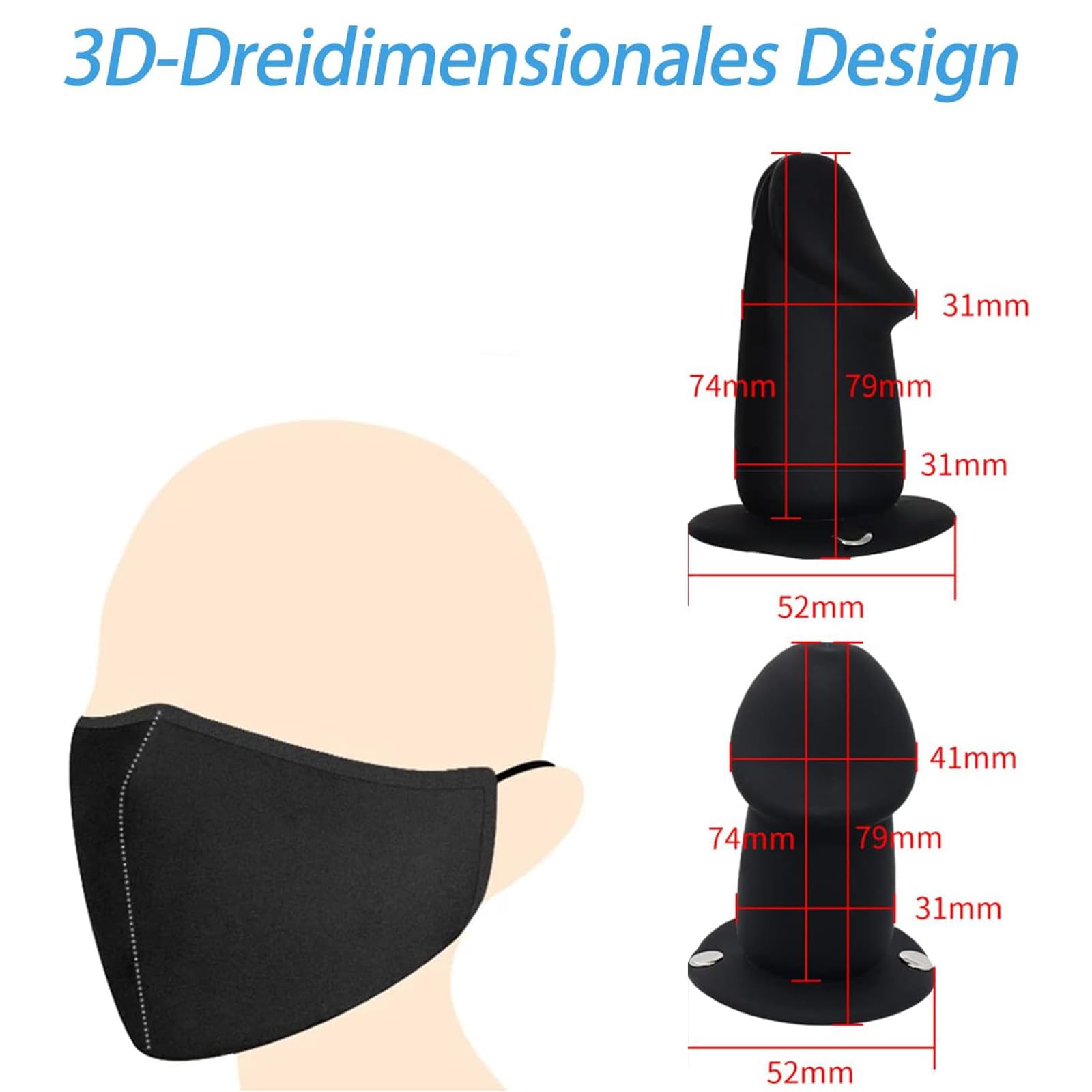 Masque Fétiche avec Pénis Gag Mouth Extreme Amovible, Masques avec Silicone Réaliste Dildo Mouth Ball Gag BDSM Mouth Gag, Bondage SM Erotic Sex Toy pour Couple Adulte Hommes Femmes