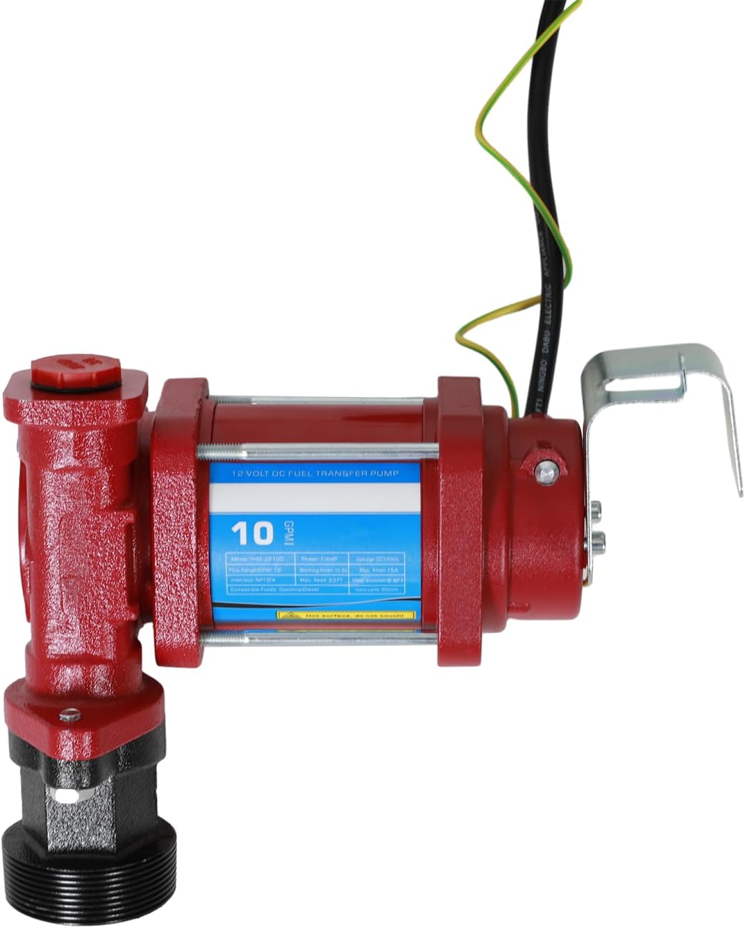 12VDC 10GPM Gasoline Fuel Transfer Pump DC with Nozzle Kit and Particulate Filter For Gas Diesel Kerosene Red