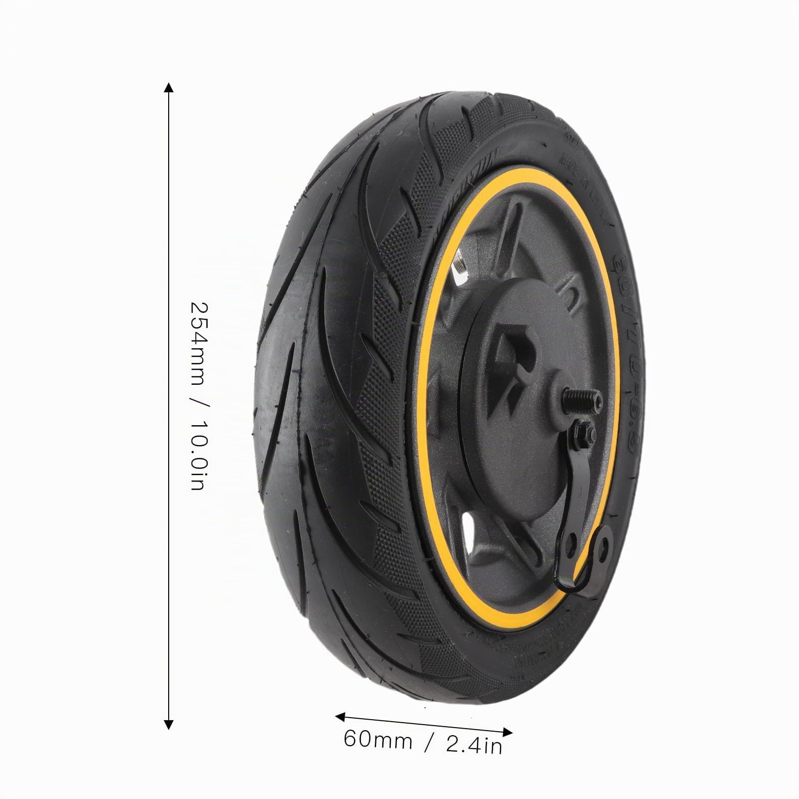 Roue de Remplacement Avant de Scooter pour Ninebot Max G30, 10 Pouces 60/70‑6,5 Pneu à Vide de Roue Avant de Trottinette Électrique avec Frein à Tambour