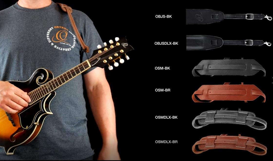 Ortega OSMDLX-BR Sangle de luxe en cuir pour Mandoline Brun