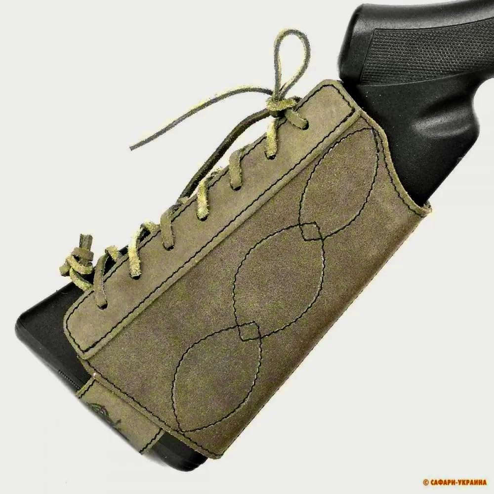 Leather Rifle Buttstock Shotgun Shell Holder, Recoil Pad for .30-30, .308, 12/16Ga Hunting