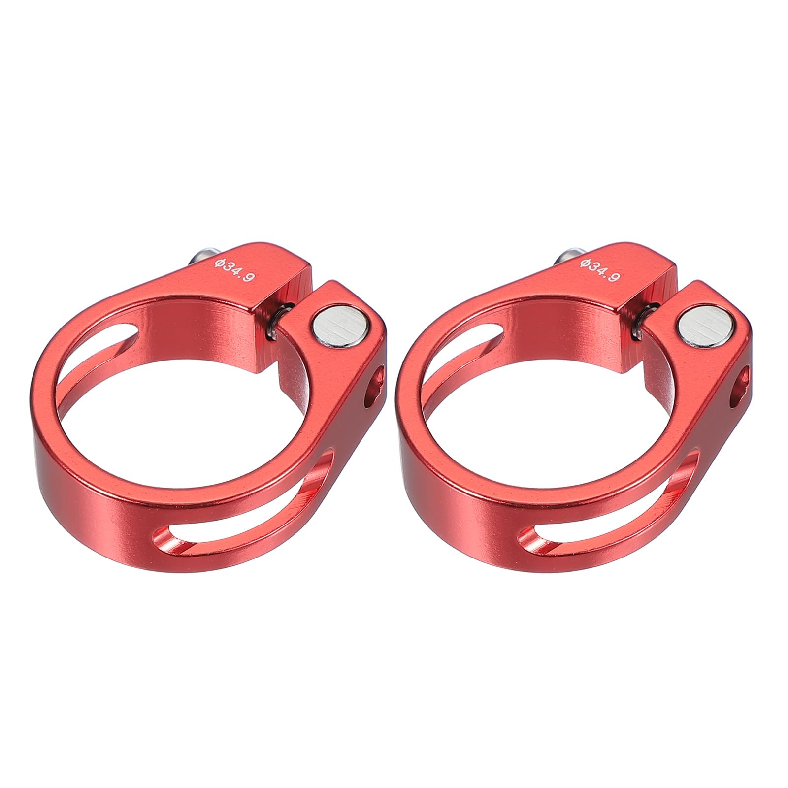 PATIKIL 34mm Cycles Bike Seat Post Clamp, 2 Pcs Aluminum Alloy Tube Clip Bike Quick Release Clamp for Mountain Road Gear Track Folding Red