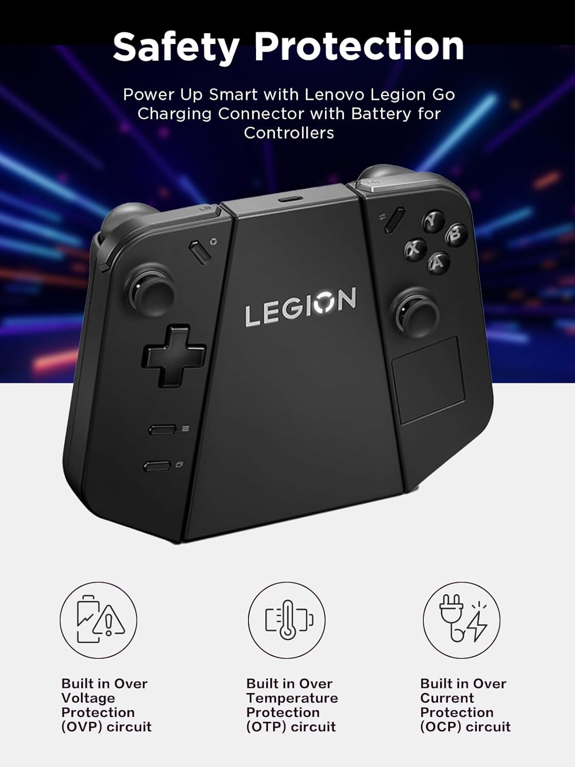 Lenovo Legion Go Charging Connector with Battery – Extended Battery Life, USB-C Charging Hub, Ergonomic Grip, Seamless Connection, Compatible with Legion Go – Controllers Not Included