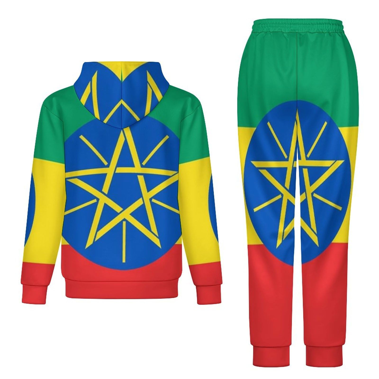 Tuta Da Ginnastica Da Donna Set Completo Da Salotto 2 Pezzi Tute Da Ginnastica Da Uomo Bandiera Della Repubblica D'Etiopia Manica Lunga Abbigliamento Sportivo Unisex Moda Casual