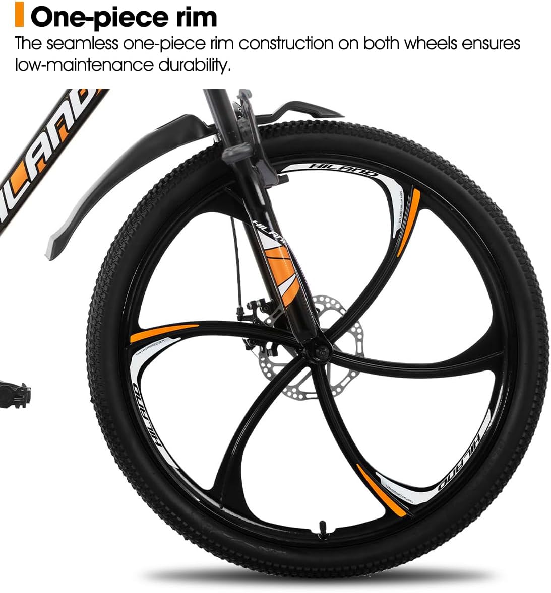 HILAND 26" MTB Mountain Bike for Men Women Adults, 18-Speed, Disc Brake, Lightweight Aluminum Frame, 3/6 Spoke Wheel