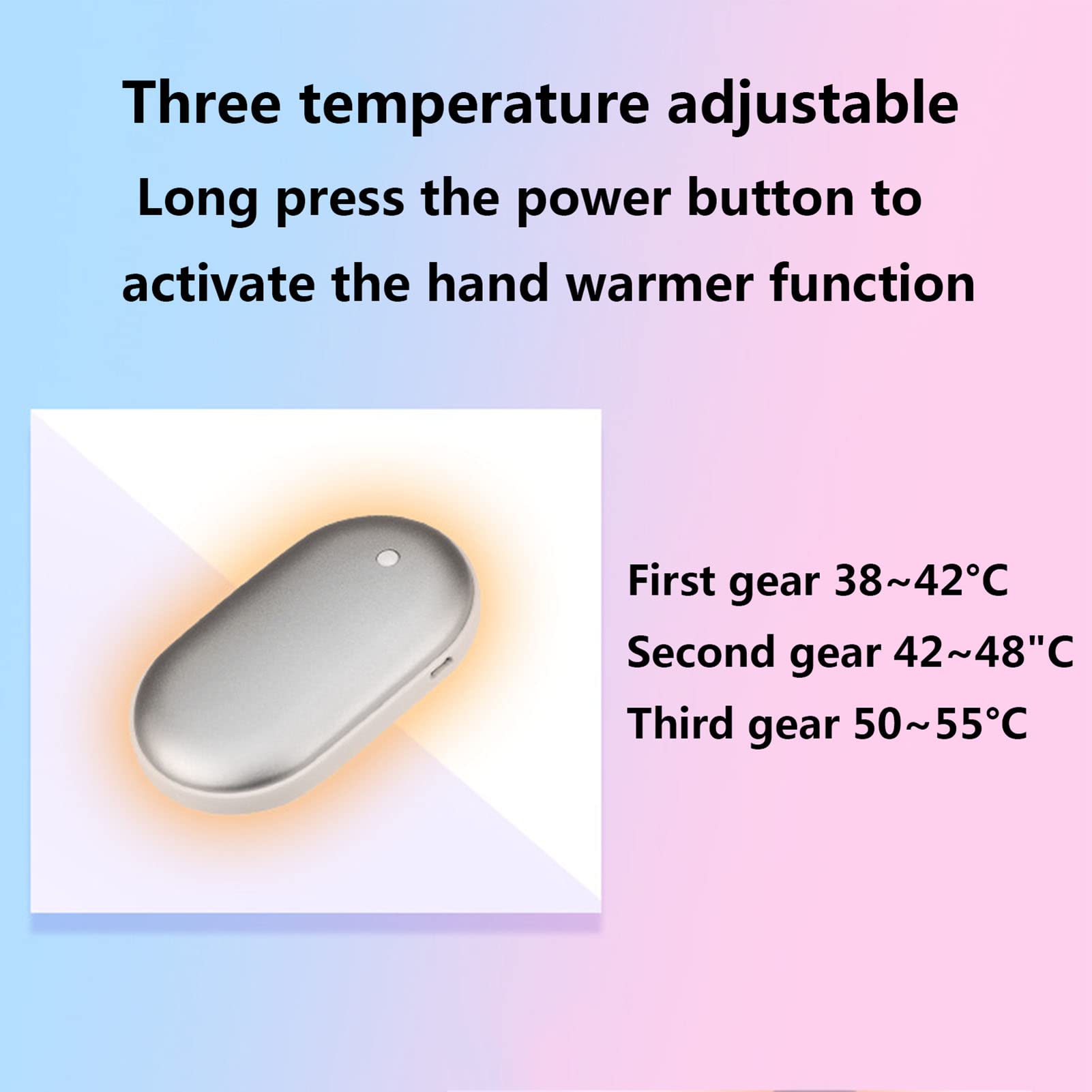 5000mAh USB Chauffe-Mains Rechargeable, Double-Face Chauffage Rapide Réchauffeur de Main Portable, Cadeaux pour Hiver Froid,Bleu