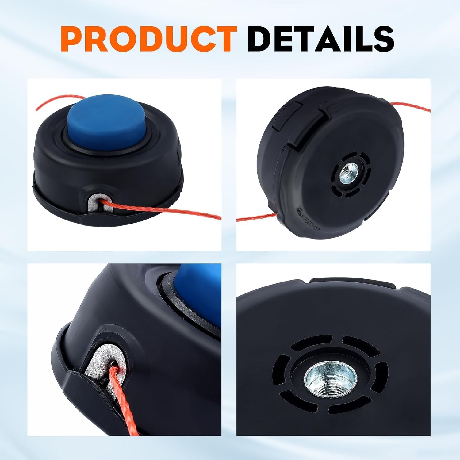 Hipa T35 Trimmer Head for Husqvarna 525L 522L 525LS 535LS 535LST 326L 324L 223L 224L 323L 325LX Trimmer Weedeater Head Prewound with .095-Inch Line Replace 537388101 (M10*1.25LH)