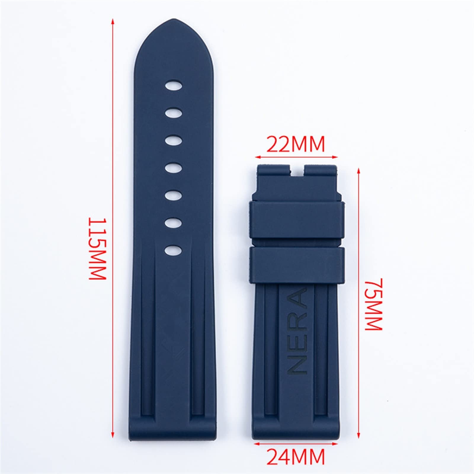 Correa de reloj de silicona con correa de caucho flúor de 22mm y 24mm para correa de reloj Panerai