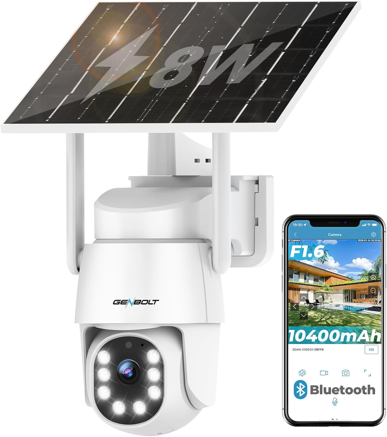 GENBOLT 2K AOV WiFi Solar Security Camera Outdoor Wireless, 7/24 Recording Home Surveillance IP Camera PTZ with 90FT AI Detection, 8W 10400mAh Battery Powered CCTV Camera [2.4 & 5GHz]-picture-26