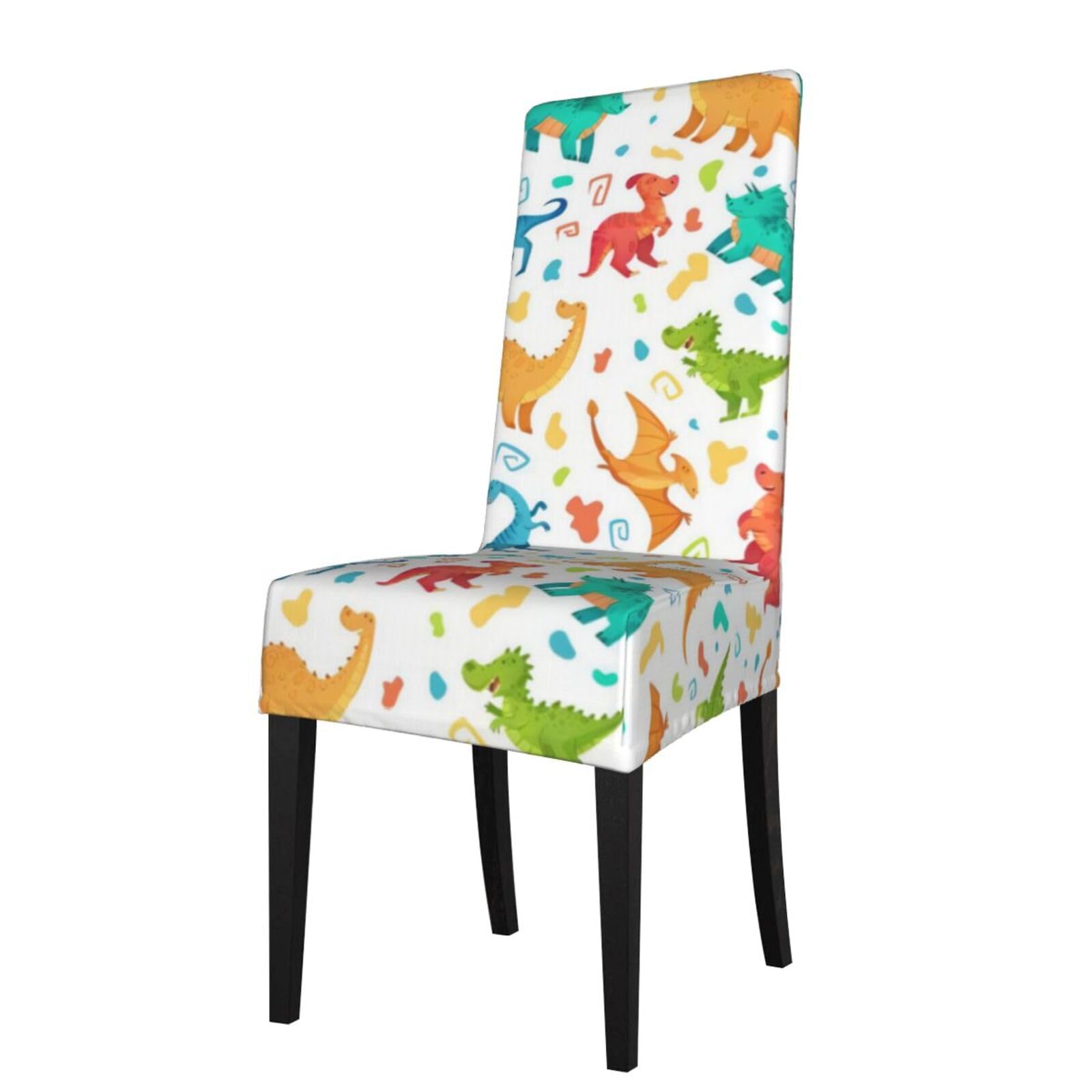 Yyhwhjde Black Dinosaur Prints Dining Chair Throw Covers - Stretchable Spandex Slipcovers For Chair Protection & Refreshing Your Dining Room