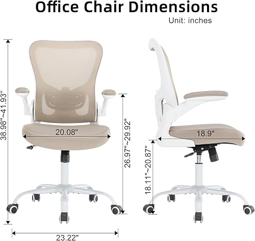 Miniatura 2 de TOPBSHODC Silla de oficina, silla de escritorio ergonómica con reposabrazos abatibles, silla de computadora de piel sintética con soporte lumbar,