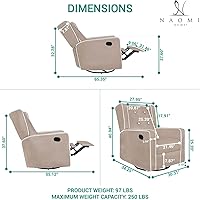 Vista 27 de Naomi Home Odelia - Sillón reclinable, mecedora, deslizador, giratorio