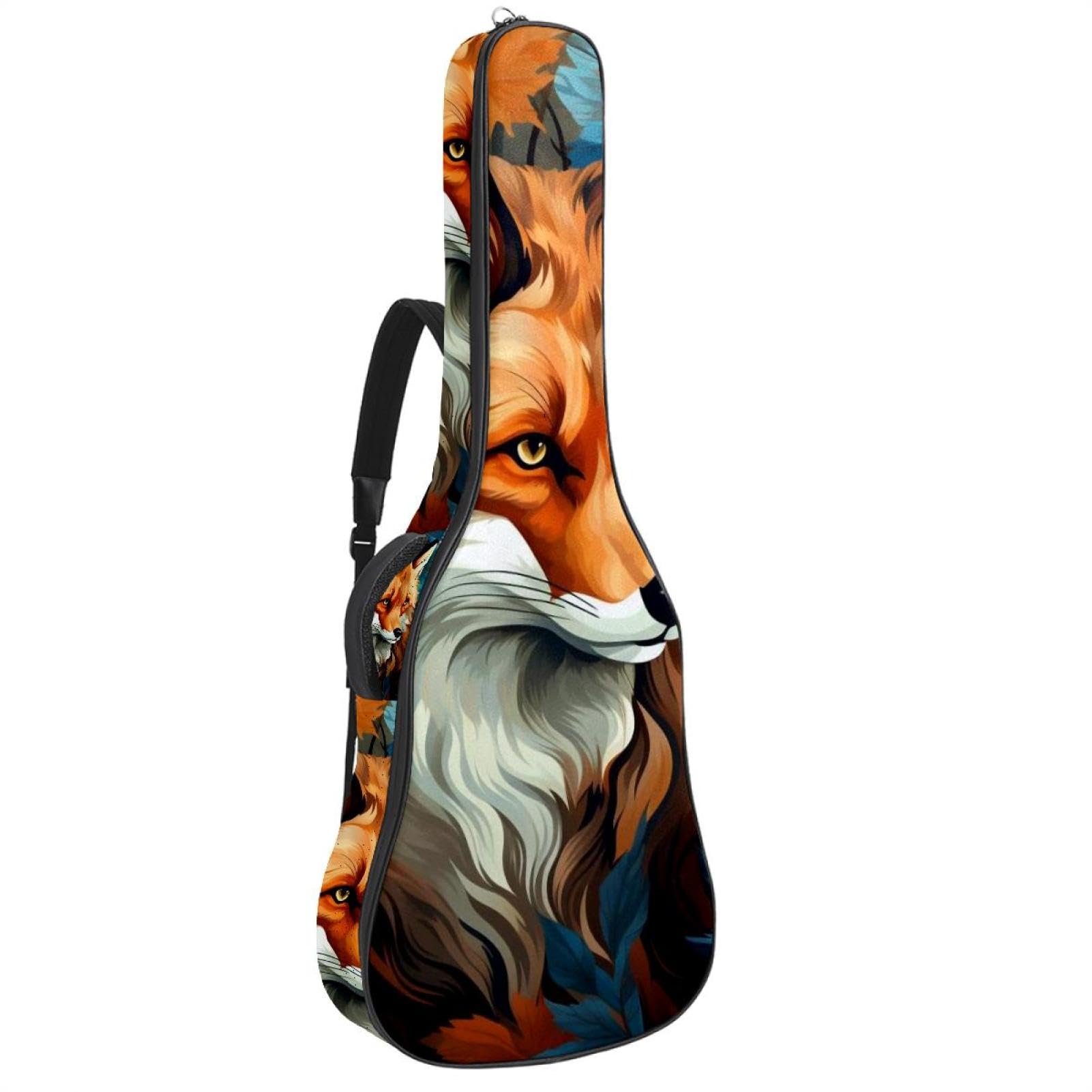 Étui de guitare acoustique 41 pouces imperméable avec motif renard multicolore - 8