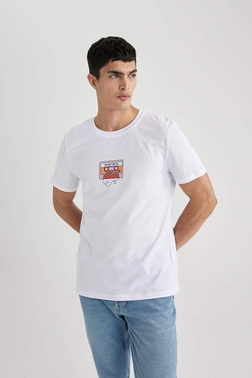 DeFacto Valentine's Day Unisex Short Sleeve T-Shirt Unisex Adult White