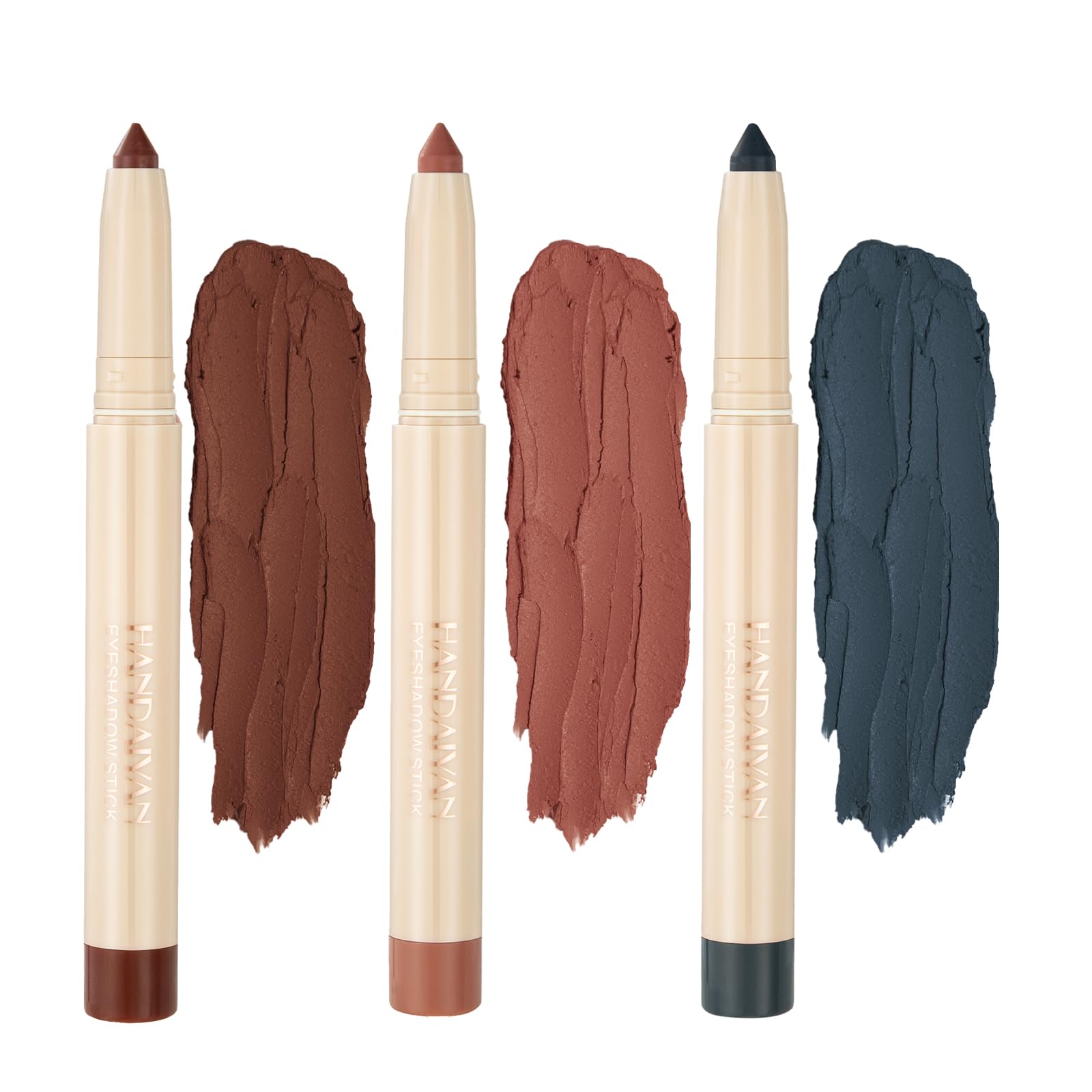 MTUVKGT Sombras de Ojos en Barra 3 Colores, Brillo Mate Lápiz de Sombras de Ojos con Purpurina, Brillantes Sombras de Ojos en Crema a Prueba de Agua, Maquillaje de Ojos de Larga (C)