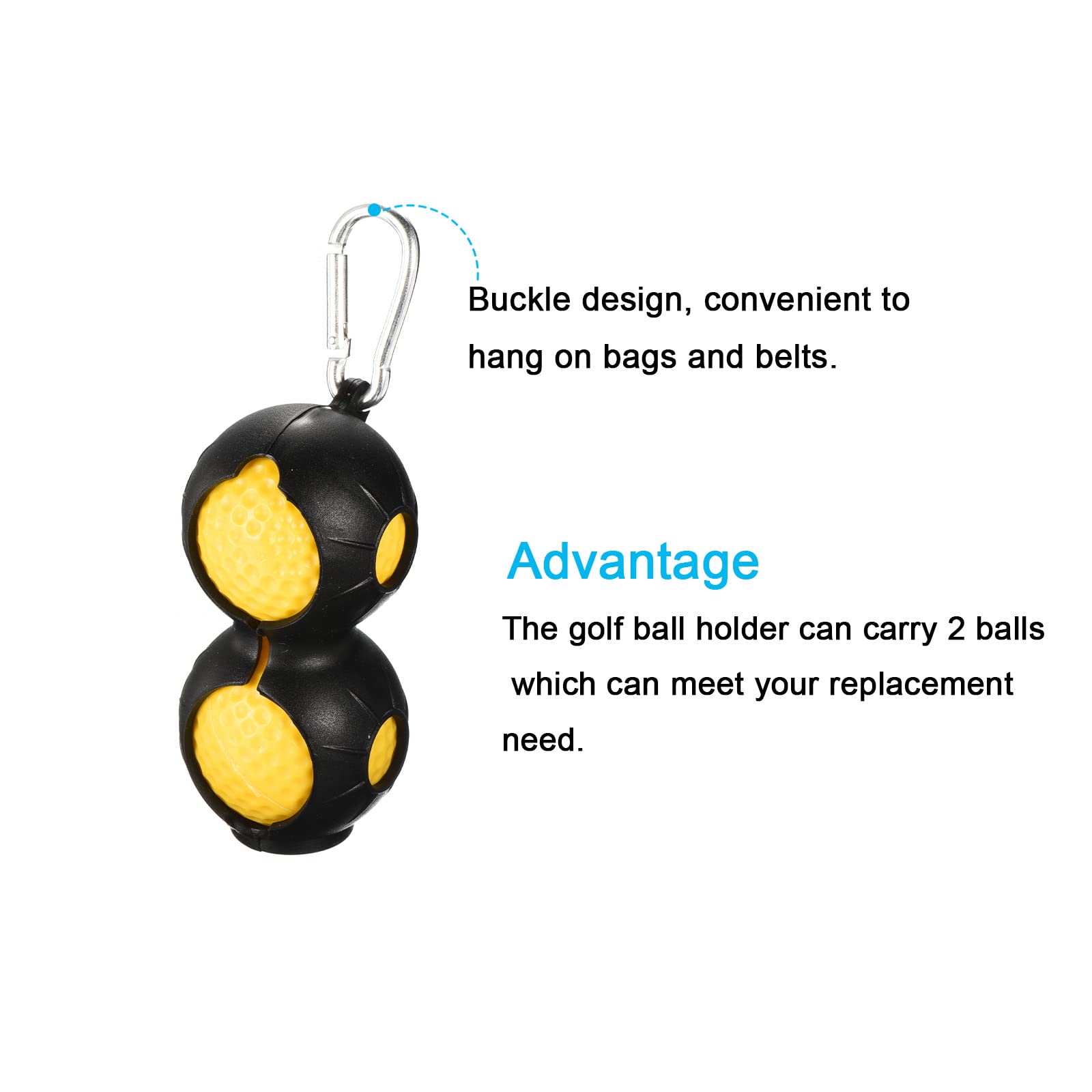 PATIKIL Golf Pallina Supporto, 4pz Silicone 2 Palle Porta Protettivo Portatile Custodia con Fibbia per Golf Borsa Cintura, Nera