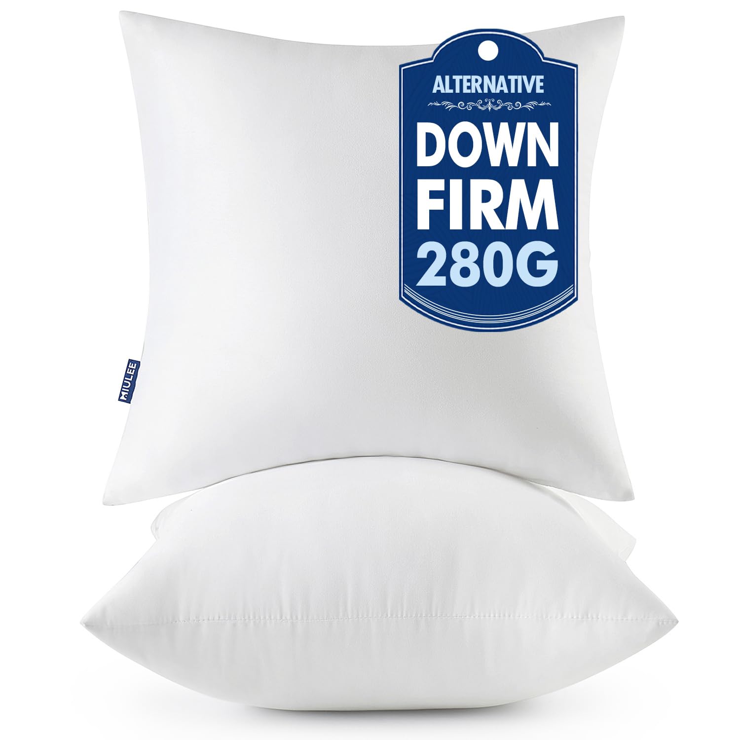 MIULEE 14x14 Throw Pillows Inserts 2 Pack, Decorative Pillows for Couch Bed | 100% Virgin Filling, Full and Fluffy, Lumbar, Back and Neck Support 2 14x14 Inch