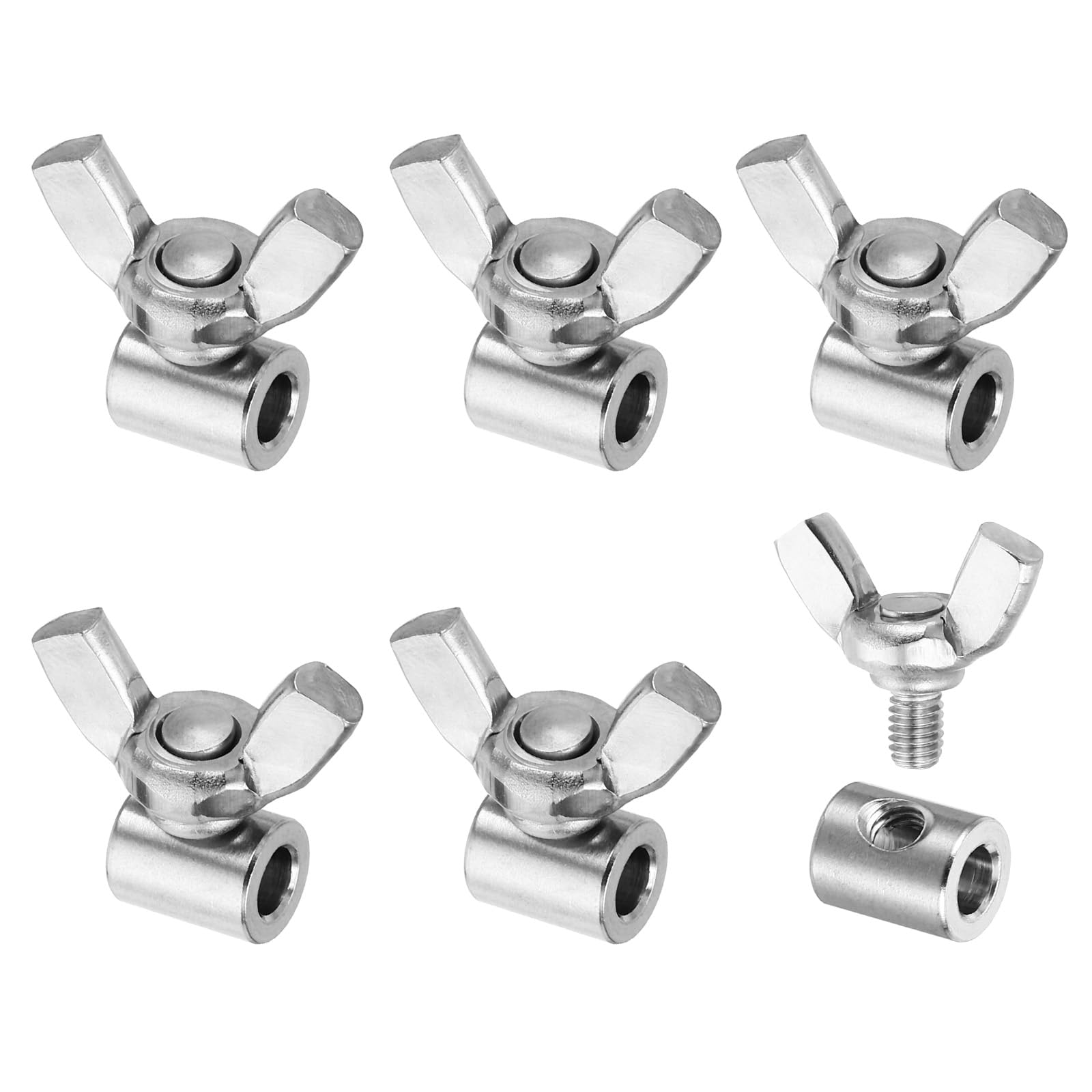 PATIKIL 4mm Hole Wire Rope Clips, 6Pcs 304 Stainless Steel Single Hole Hand Twisted Wire Clamps Fasteners Screws for Steel Wire, Silver