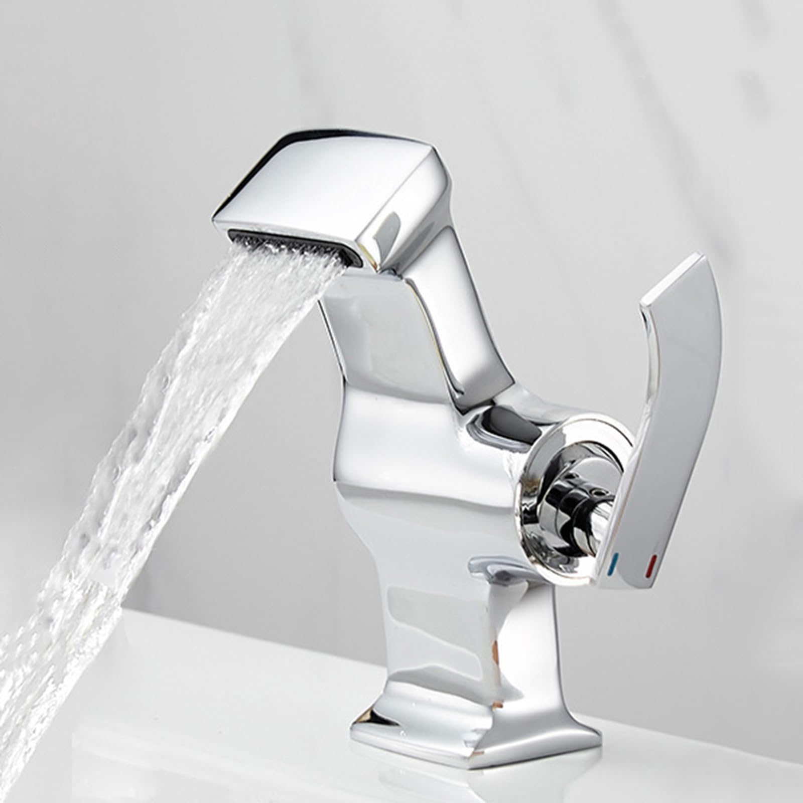 Grifos de cascada para el lavabo de baño monomando batidora fría toque cromado LWX 8