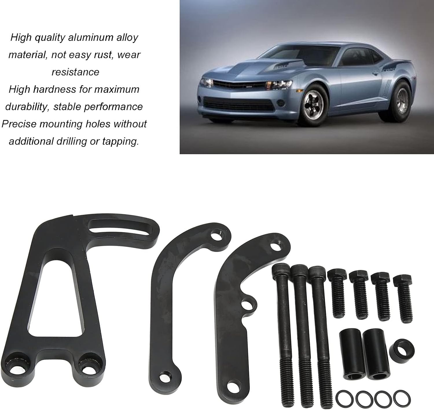 Aramox Long Power Steering Pump Bracket Kit Power Steering Pump Mounting Bracket Aluminum Alloy Replacement for Chevy SBC LWP Small Block