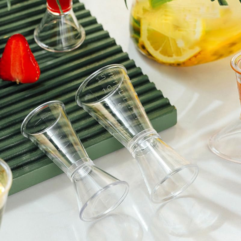 ULTECHNOVO Lot de 6 tasses à mesurer en plastique à double doseur à cocktail à long manche