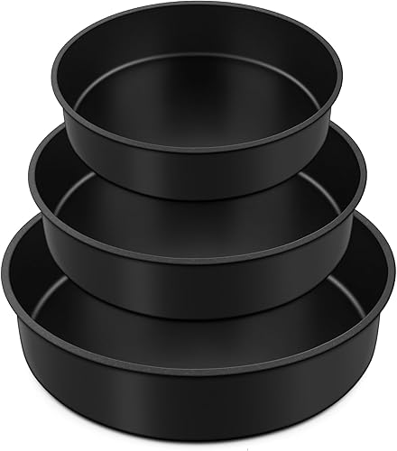 E-far Juego de 3 moldes para pasteles (6 pulgadas8 pulgadas9 pulgadas), moldes redondos antiadherentes para tartas de cumpleaños, bodas, núcleo de