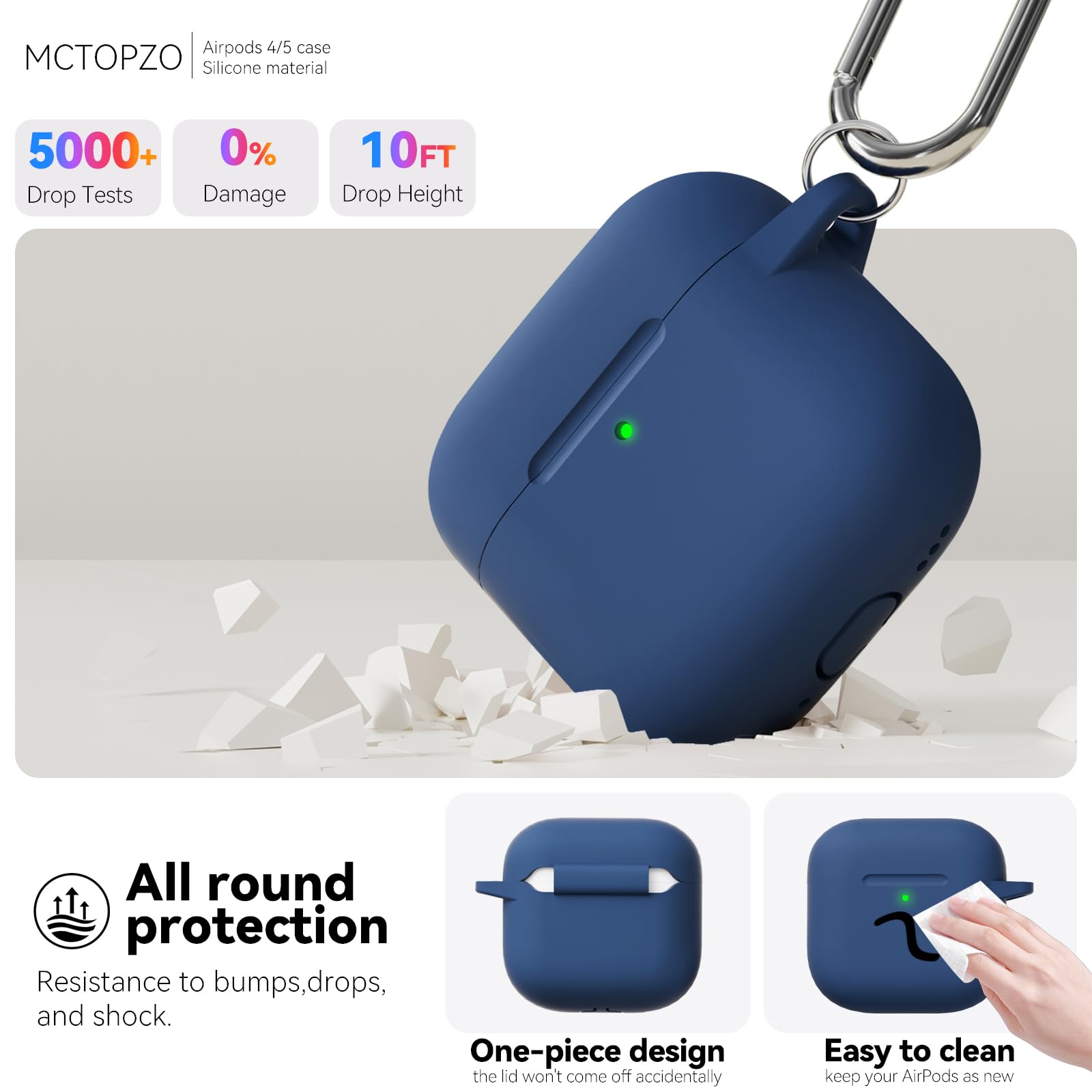 Schutzhülle für AirPods 4 2024, mit Reinigungsset, weiche Silikon-Schutzhülle für Apple AirPods 4. Generation, mit Schlüsselanhänger, kompatibel mit AirPod 4, Schutzhülle für Damen und Herren,