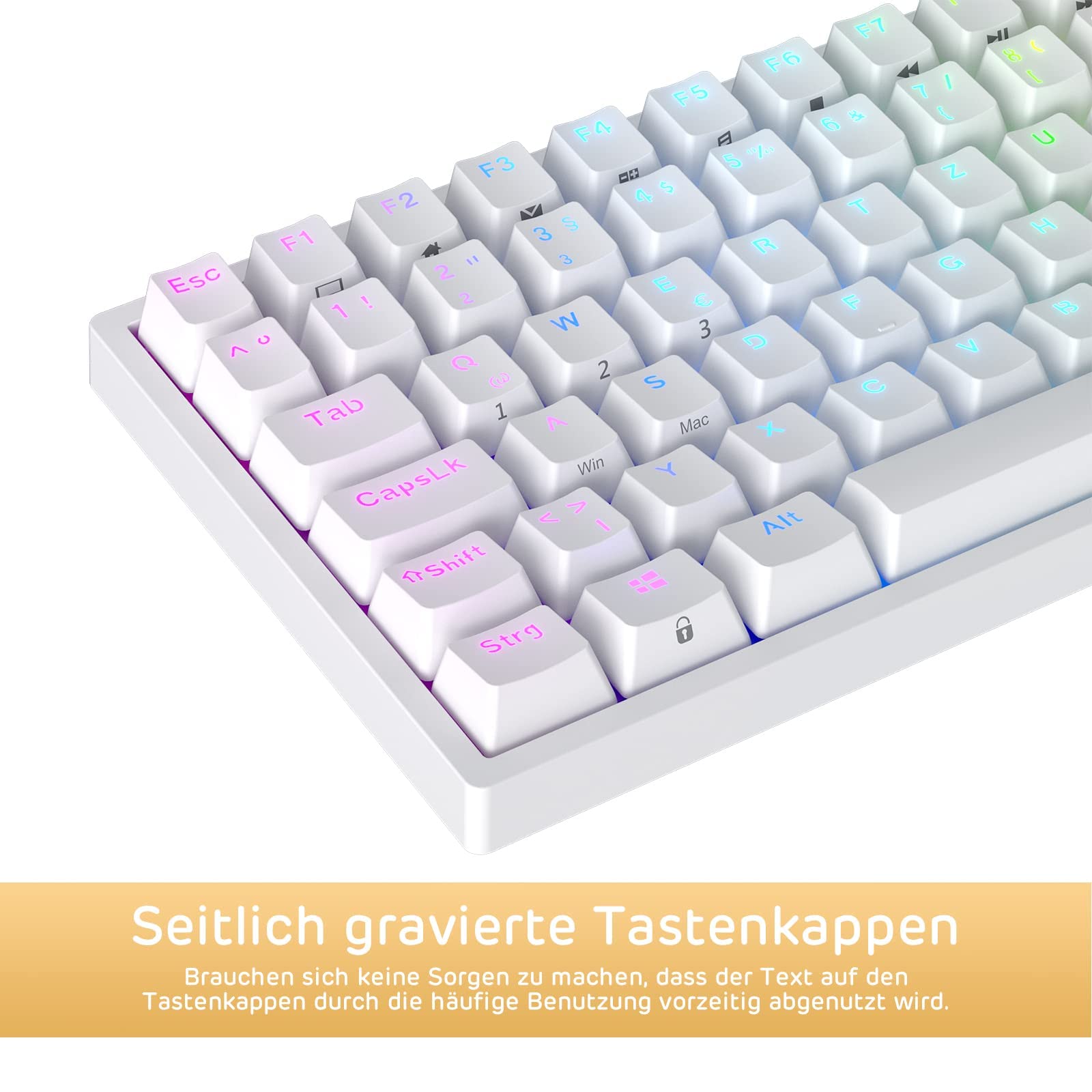 RK ROYAL KLUDGE RK84DE Limited Ed RGB mechanische Tastatur, QWERTZ | 75% Dreifachmodus BT5.0/2.4G/USB-C Hot Swap TKL Mechanische Tastatur, 84 Tasten Drahtlose Gaming-Tastatur, Custom Schalter