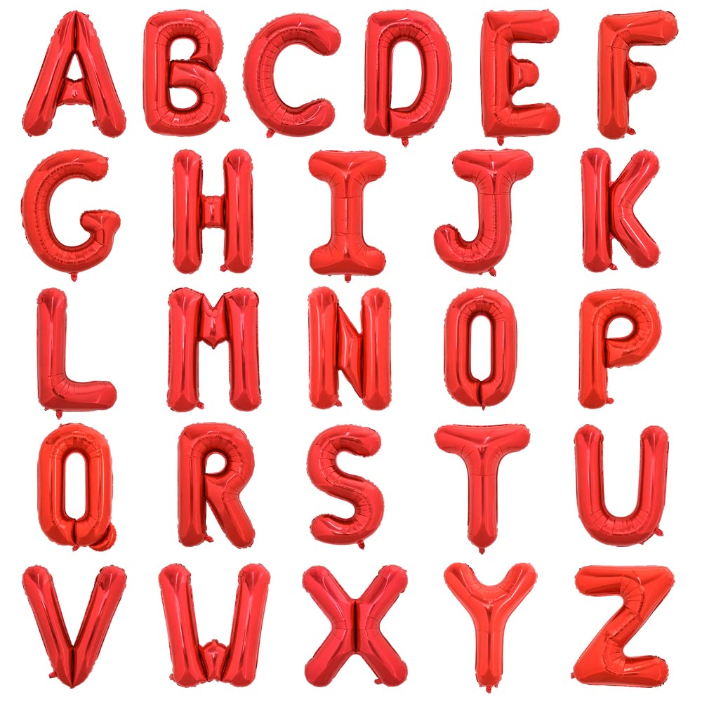 TONIFUL 52 szt., 40 cm, czerwone balony z literą A-Z, niestandardowe wyrażenie mylar, folia, alfabet, litera stwórz własny baner wielokrotnego użytku, na urodziny, rocznicę, uroczystość, ukończenie