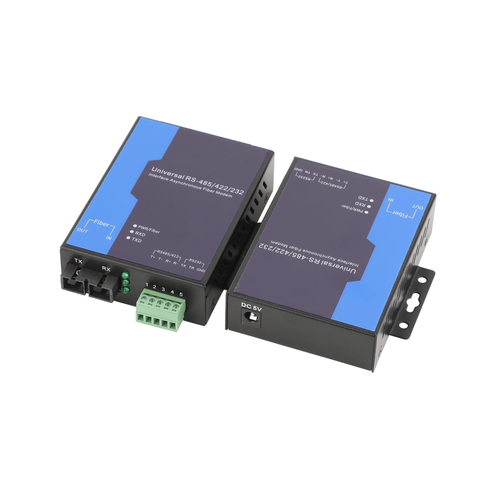1 Paar RS485-Daten-Optik-Transceiver, 1-Weg bidirektional, SC/FC, 2–20 km (Multimode/Singlemode), DB9/Industrieterminal, für industrielle Steuerung (SC,Dual-Faser-Multimode,2KM)