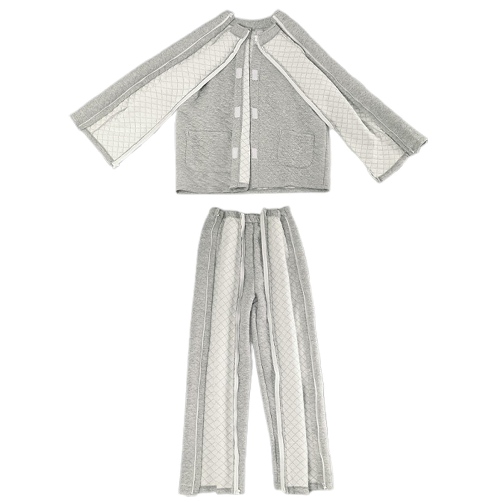 Ropa para el cuidado del paciente, Ropa para pacientes postrados en cama, batas de hospital arrancables para pacientes postoperatorios, diálisis después de la cirugía, cuidado de ancianos(Men Grey a