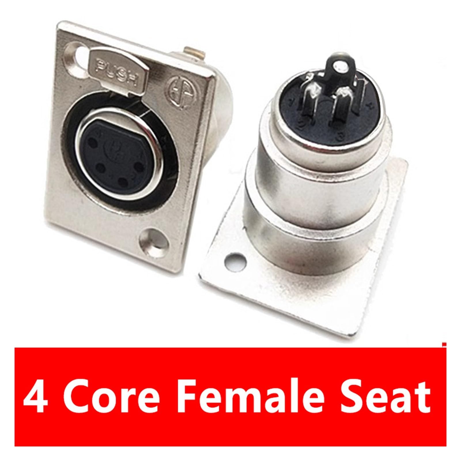 GUYTRM Gniazdo żeńskie 3-pinowe, 4-pinowe, 5-pinowe, metalowe, gniazdo audio, gniazdo montażowe XLR na panelu lingli(4PIN Female,20PCS)