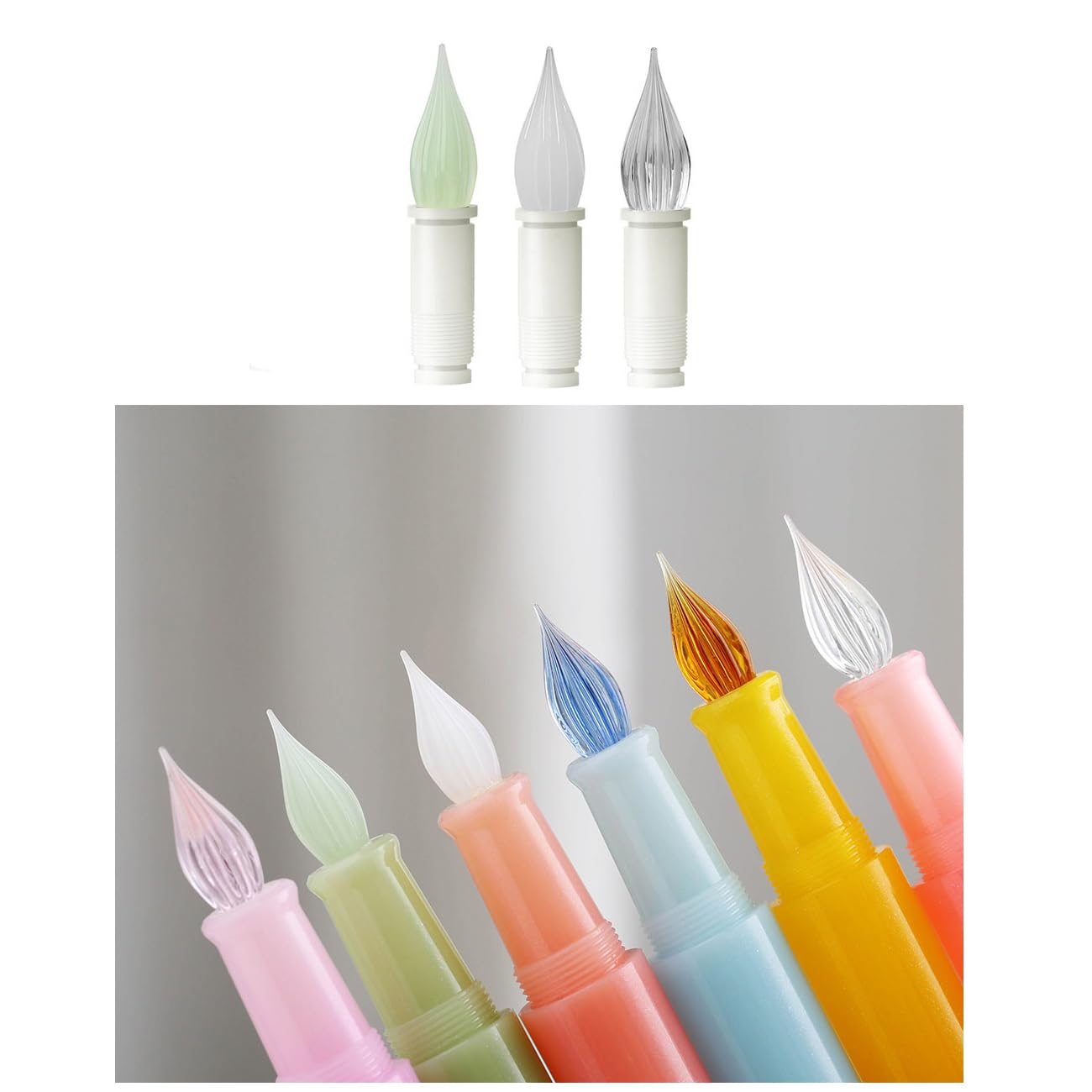 SIPLIV 3 Pcs Wancai Candy-colored Glass Pen Nib Compatible with Majohn - Model Wancai M2 C3 V1 N12, Style A โ image 1