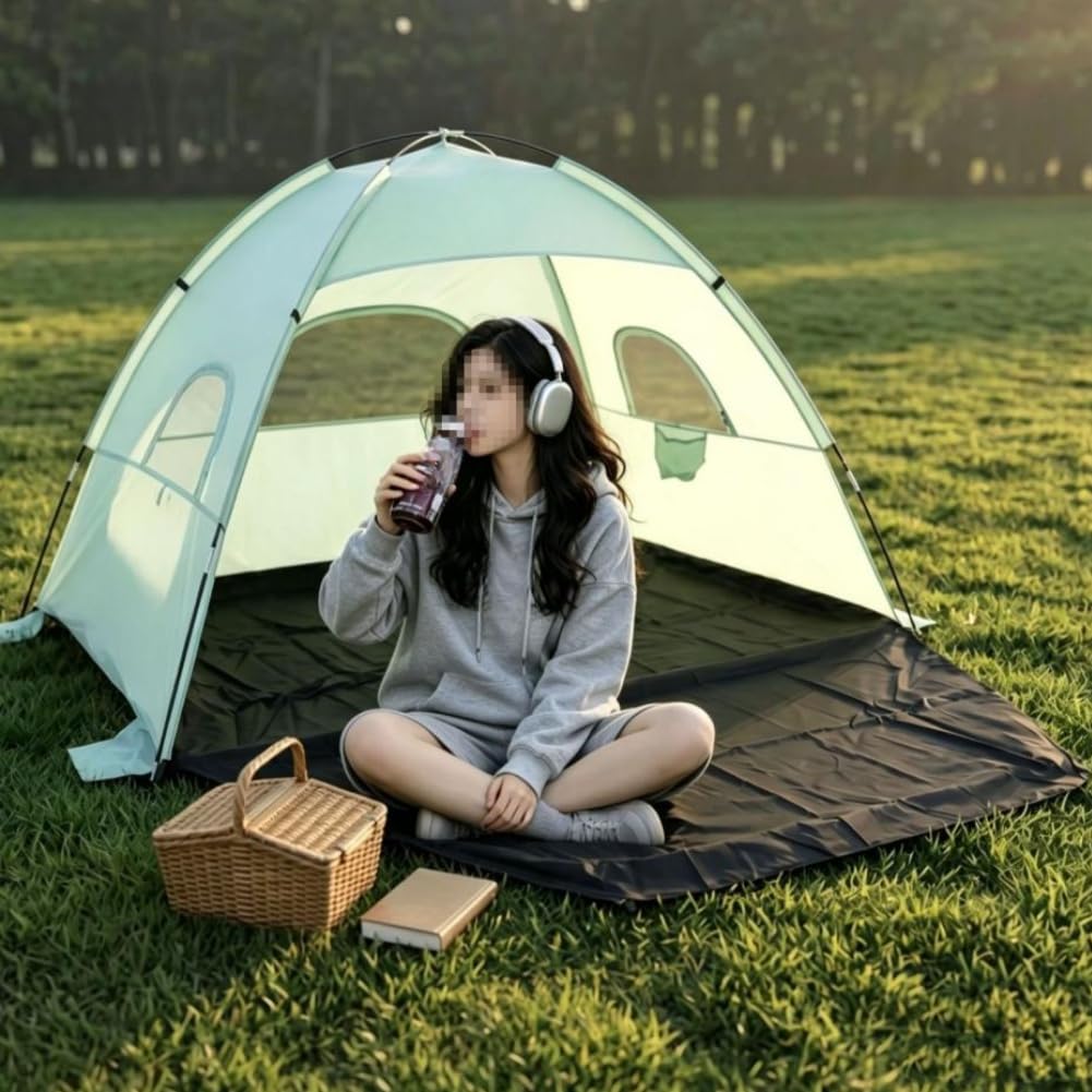 Besttoolifes Tenda da spiaggia portatile, 210 x 140 cm, colore: Verde