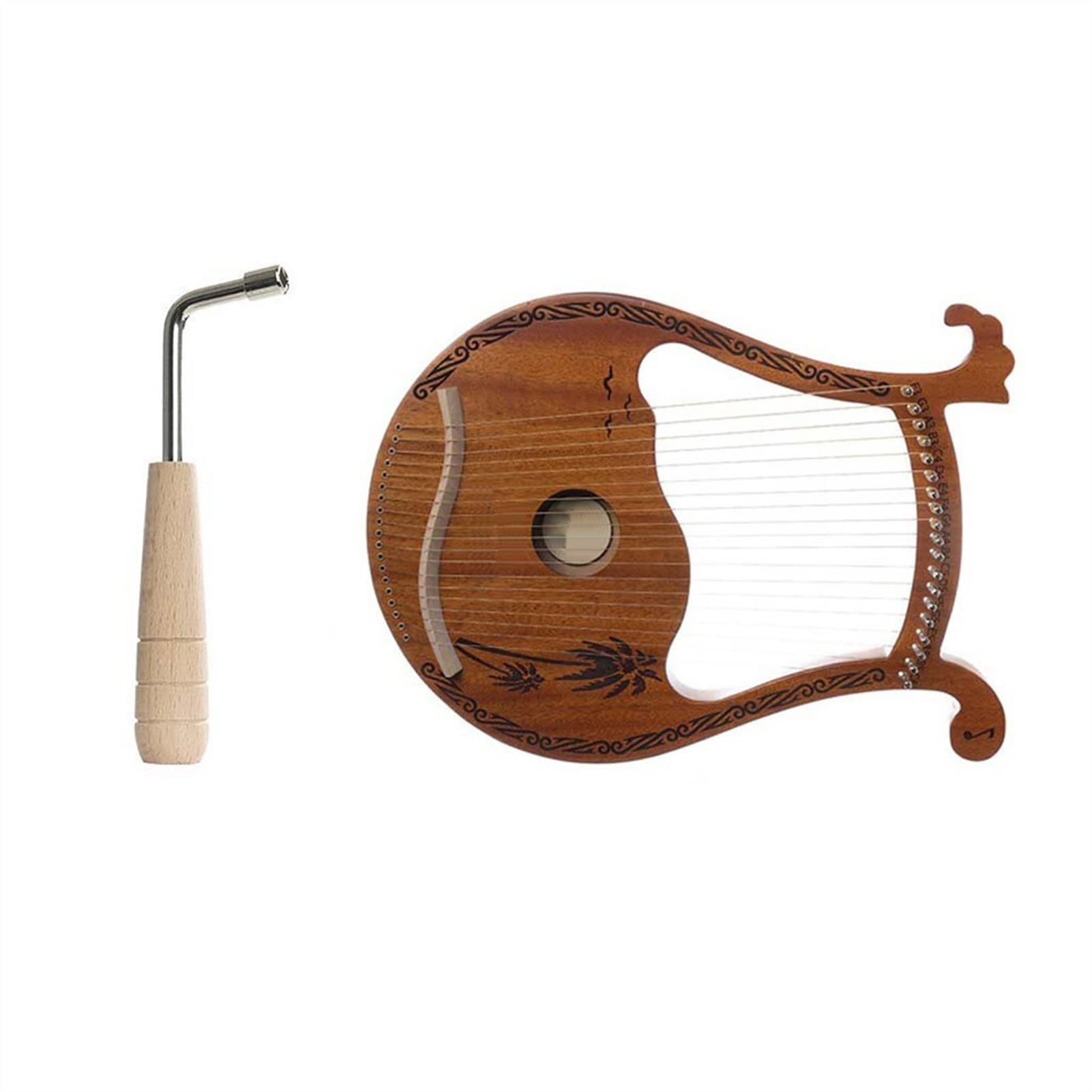 harfa liryczna, 19 Strunowa Lira Harfa Drewniany Mahoń Instrument Muzyczny Z Kluczem Strojeniowym Instrumenty Harfowe