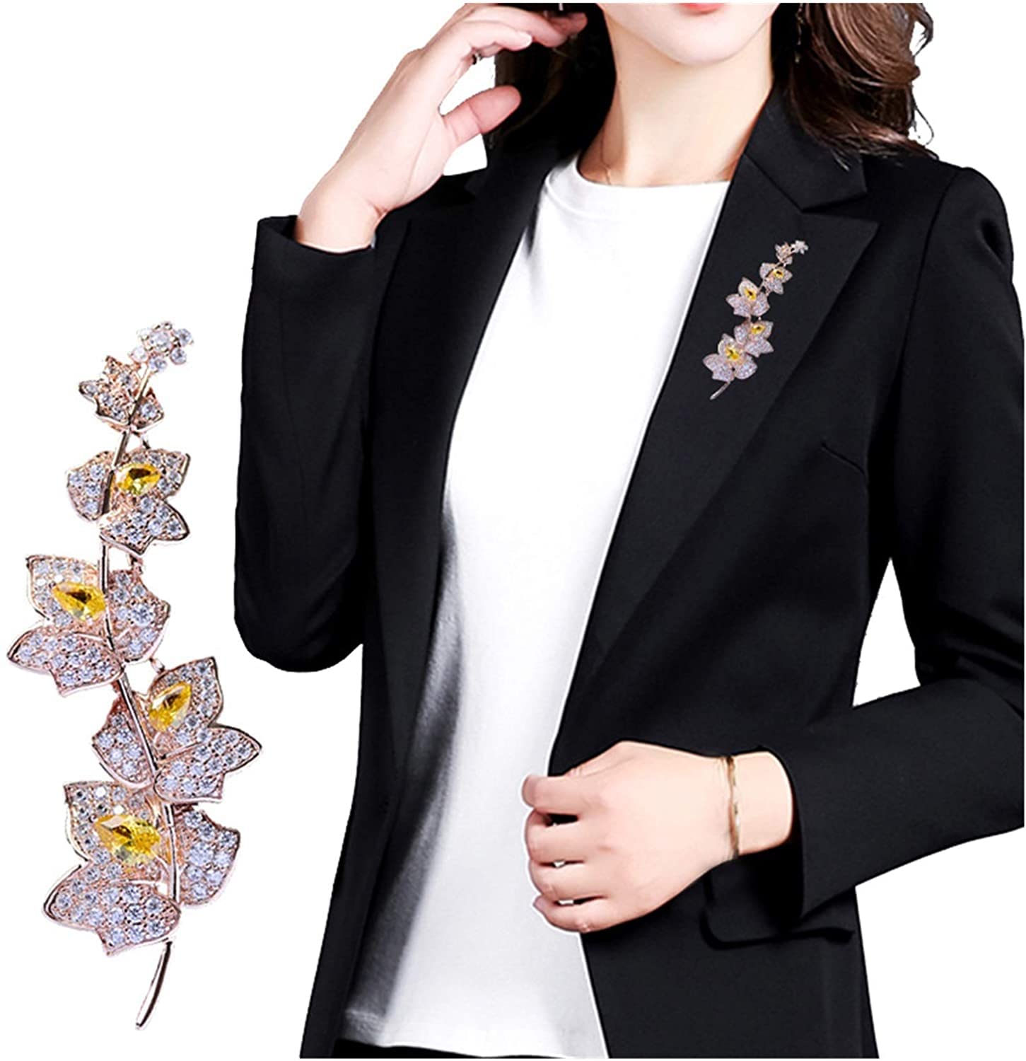 Broche con Forma de Hoja para Mujer, Ideal para Banquetes, Bodas, Trajes, Bufandas y Abrigos.