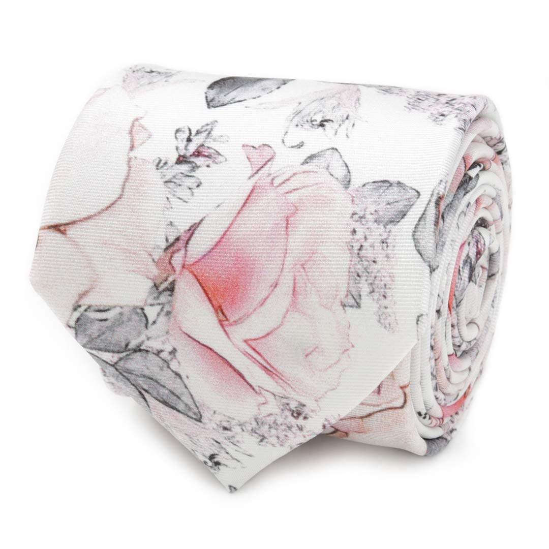 Ox & Bull Trading Company Painted Floral Gray Silk Men's Tie