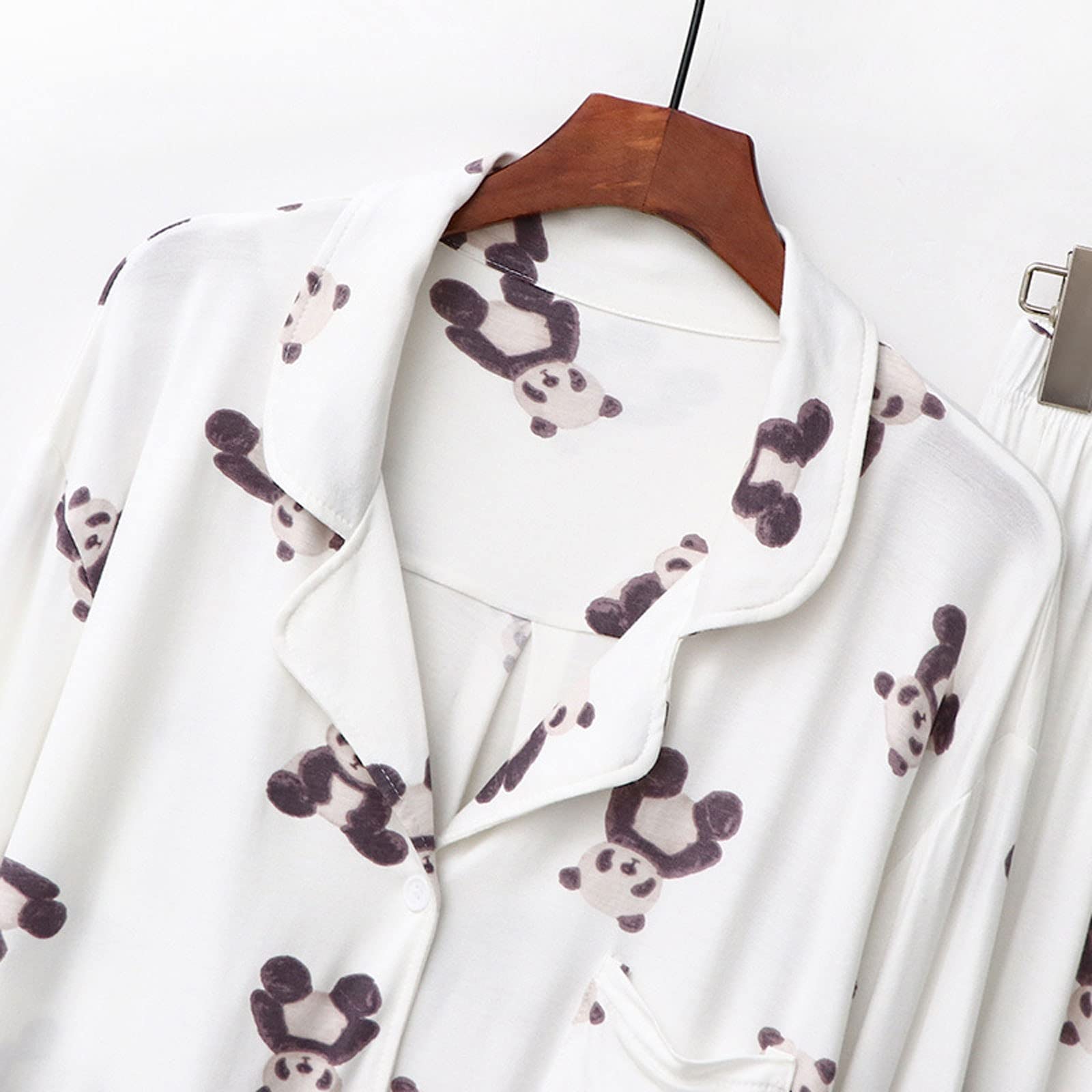 Zestaw piżam damskich Miękka bielizna nocna Pjs Wiosna Lato Jesień Piżamy Damskie Z Długim Rękawem Casual Homewear Garnitur Bielizna Nocna Pijama Feminino PJ Set Loungewear Bielizna nocna (Color : B