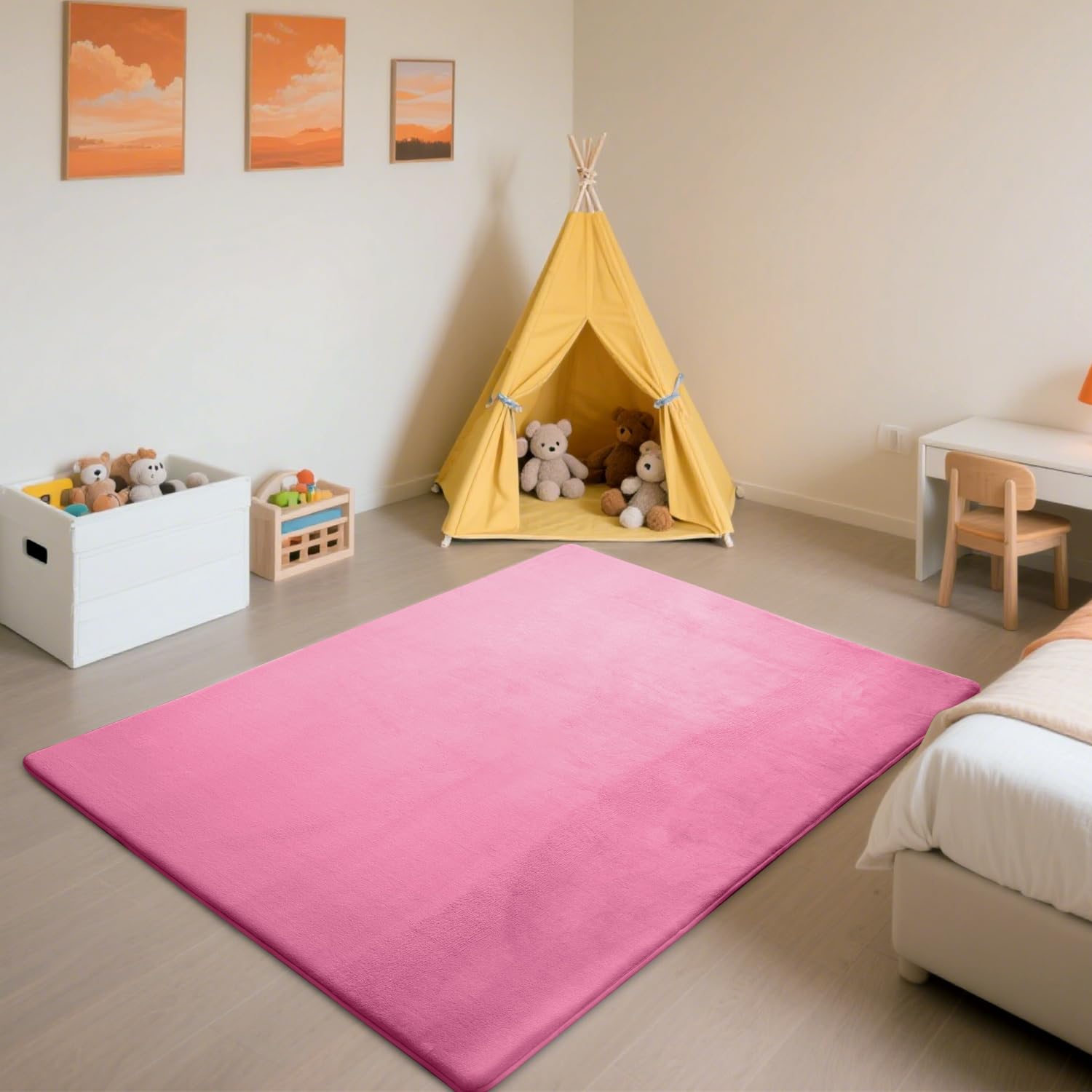 SETHEPACE Baby Crawling Mat, 3CM Thick Baby Play Mat (Rose Red, 127x127CM)