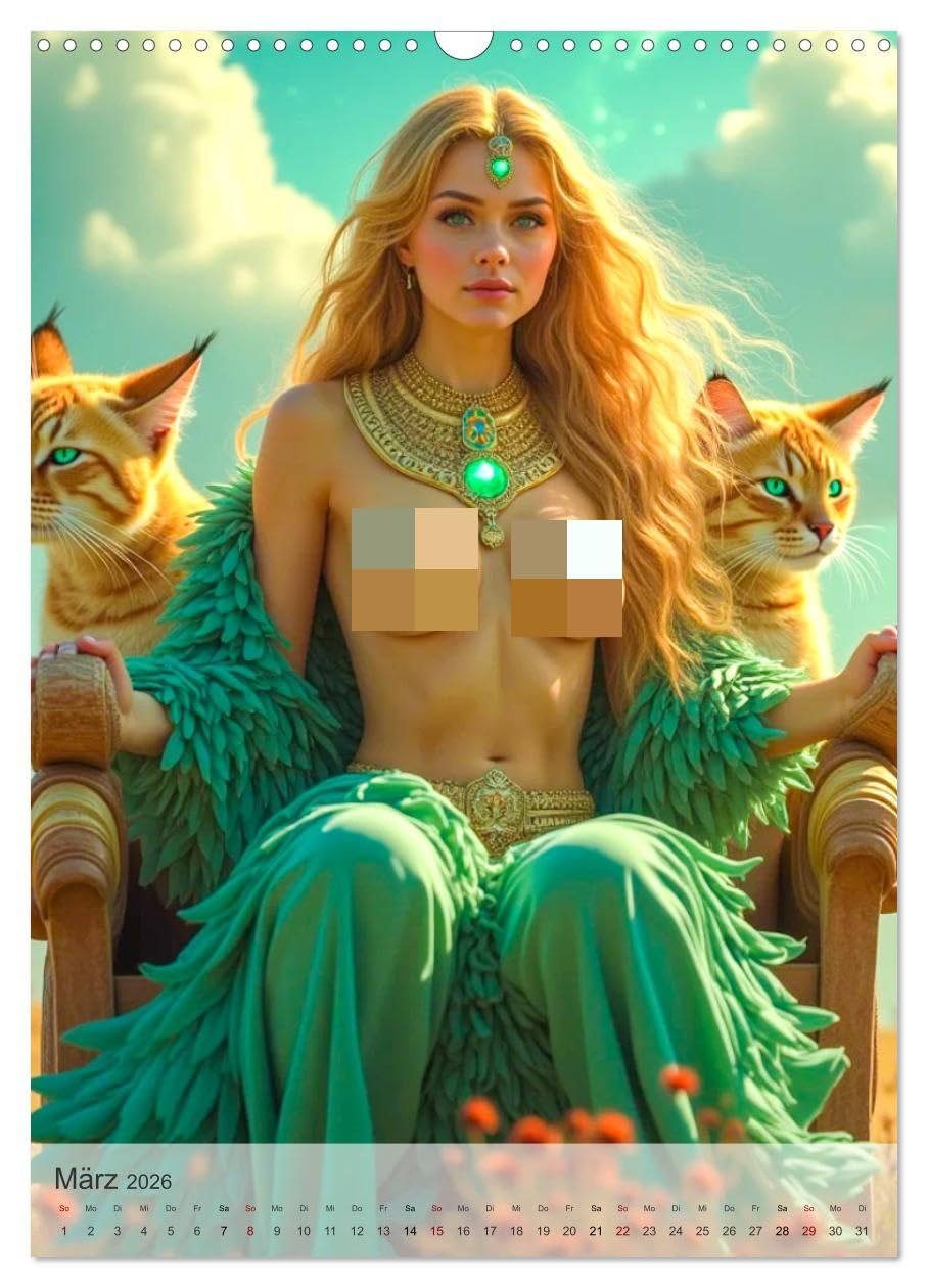 Spicy Fantasy - Göttinnen (Wandkalender 2026 DIN A3 hoch), CALVENDO Monatskalender: Ein Kalender zeigt jeden Monat eine nackte Göttin aus ... Darstellungen. (CALVENDO Erotik)