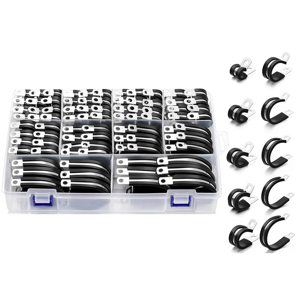 Abrazaderas para cables y tubos de acero inoxidable en kit de almohadillas aislantes de goma