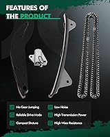 Vista 5 de SCITOO Juego de 4 cadenas de distribución con brazo tensor y riel guía y más [compatible con DOHC, 4 cilindros 1.8 L 2.0 L] compatible con Hyundai