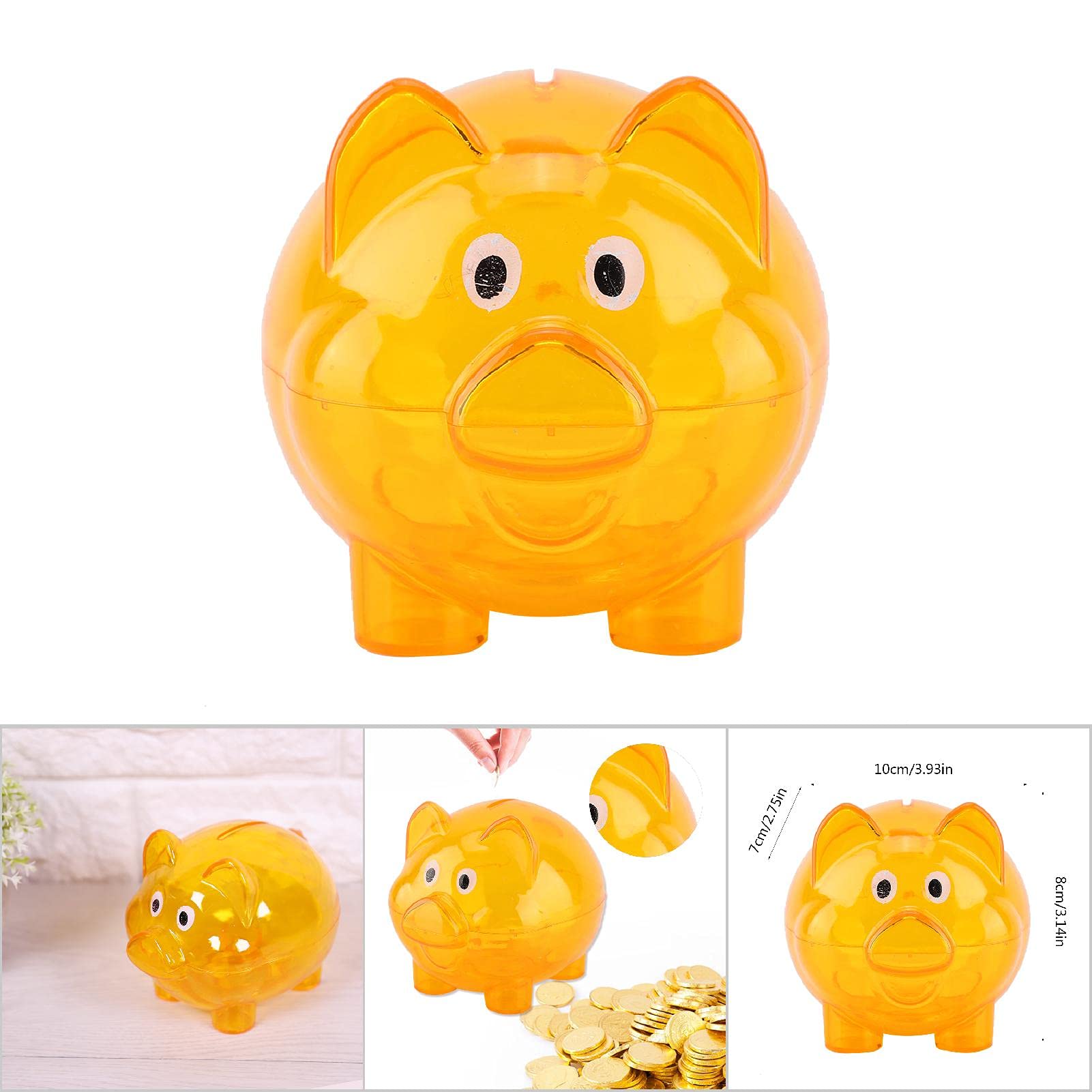 Cute Money Bank, Creative Color Piggy Bank Children Bank, Lovely Cartoon Pig Shape Money Box Home Decoration, Best Christmas Birthday Gifts for Kids Boys Girls(Orange)