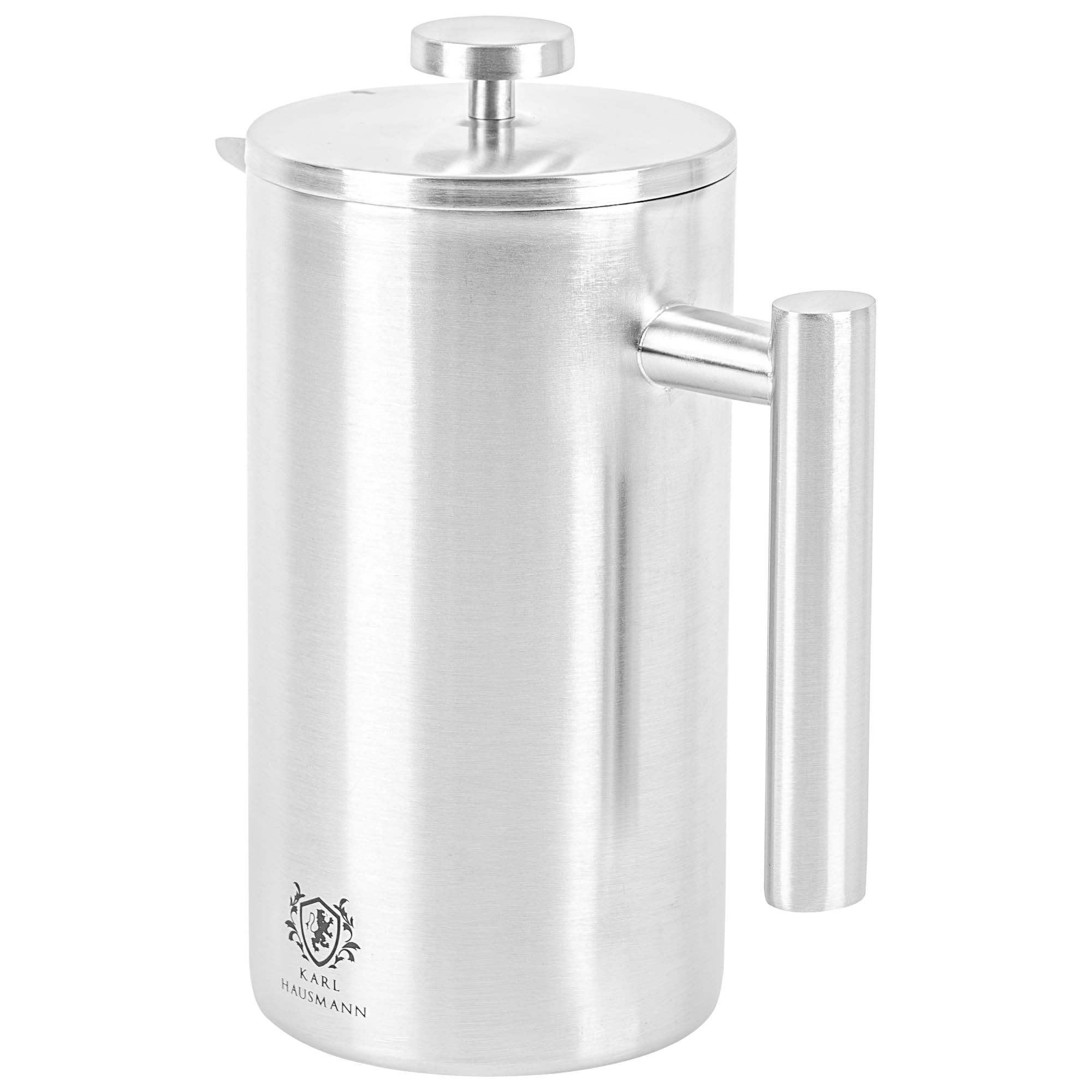 KARL HAUSMANN French Press Caffe Camping - 1 Litro / 8 Tazze - Caffettiera Francese Acciaio Inox - Macchina Caffè - coffee pressa francese campeggio - frenchpress inossidabile - Argento frenchpress