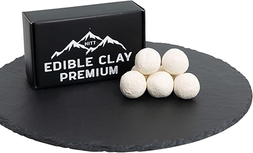 HITT Bolas de arcilla comestible prémium  Arcilla blanca de coco para comer cero aditivos, alimentos ASMR para antojos de pica, suciedad comestible