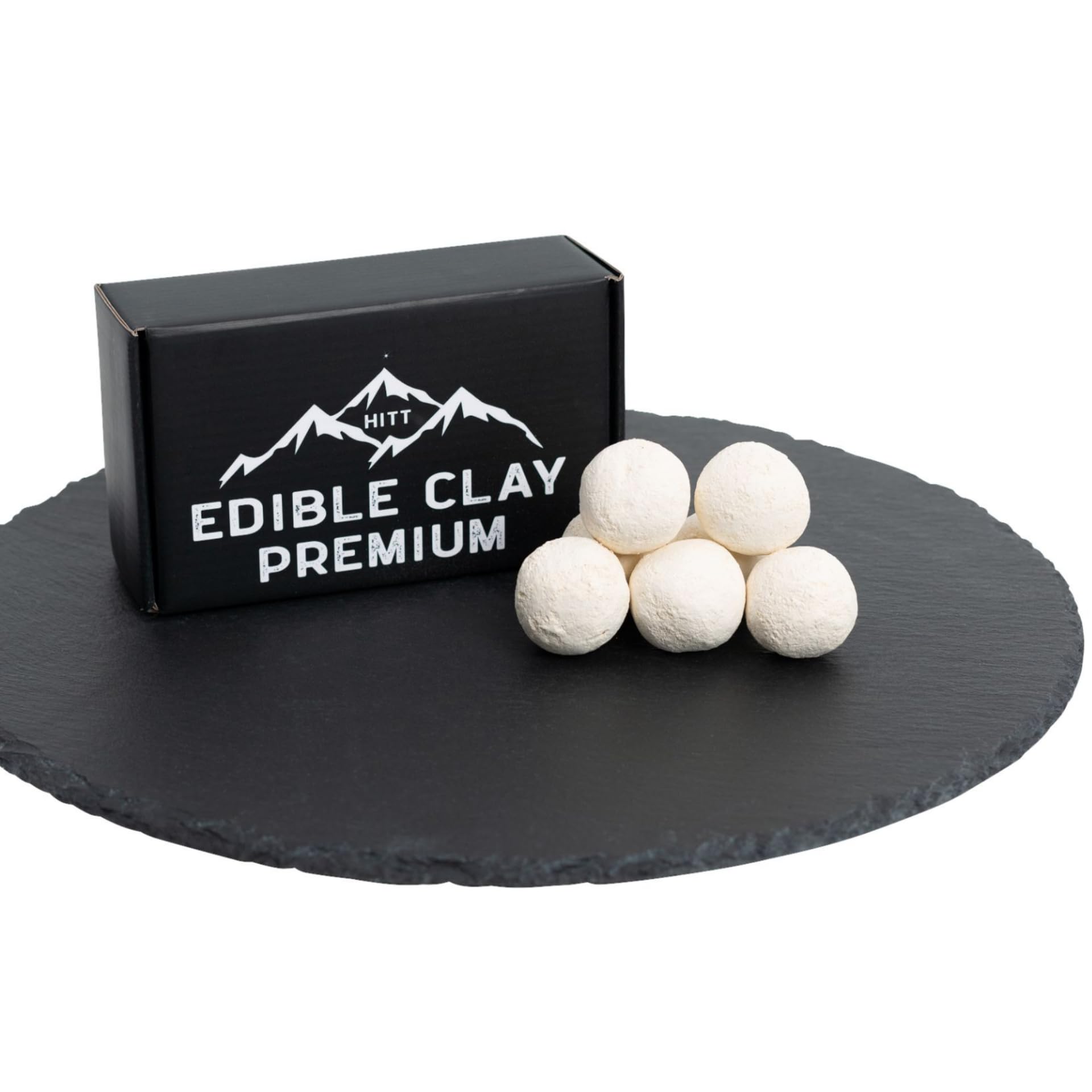 HITT Premium Edible Clay Balls — Kaolin White and Dark Clay for Eating, Crunchy PICA Snack and ASMR Food Experience — Handpicked, Additive-Free Edible