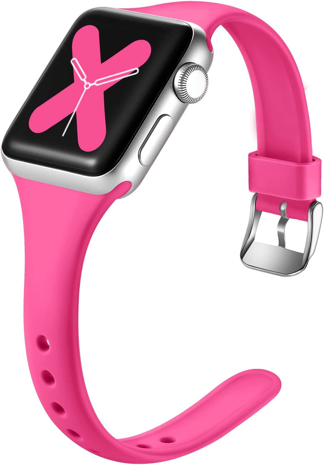 GEAK Slim Bands Compatible for Apple 5 watch band 40mm series 5 series 4, Soft Silicone 38mm iWatch apple watch bands 38mm women for Apple watch Series 3/2/1,38mm/40mm M/L Rose