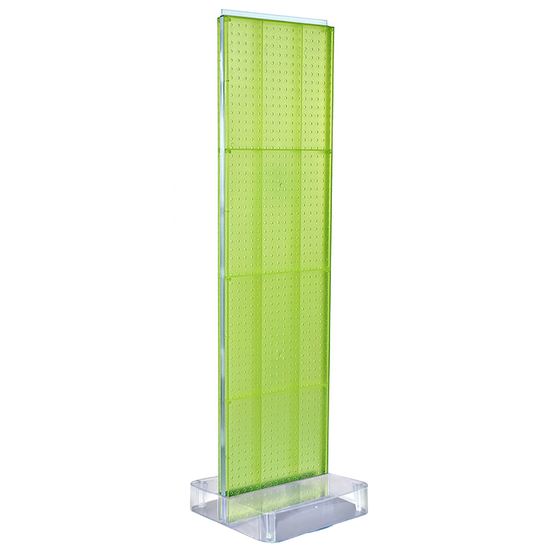 700770-GRE, TWO-SIDED PEGBOARD FLOOR DISPLAY NON- REVOLVING ROUND STUDIO BASE. PANEL SIZE: 16" W X 60" H, Green by Azar Displays – Extra Large, Plastic, Model 700770-GRE-1BOX